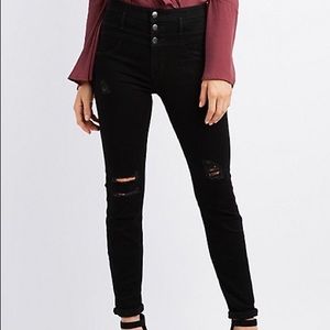Charlotte Rousse Black High-wasted Ripped Jeans